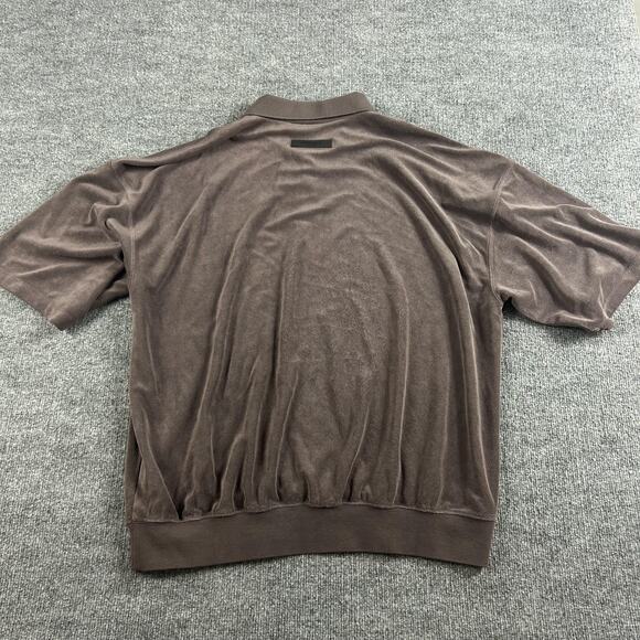 Fear of God Essentials Shirt Mens Large Logo Terry Polo Brown Streetwear Casual - Picture 5 of 10